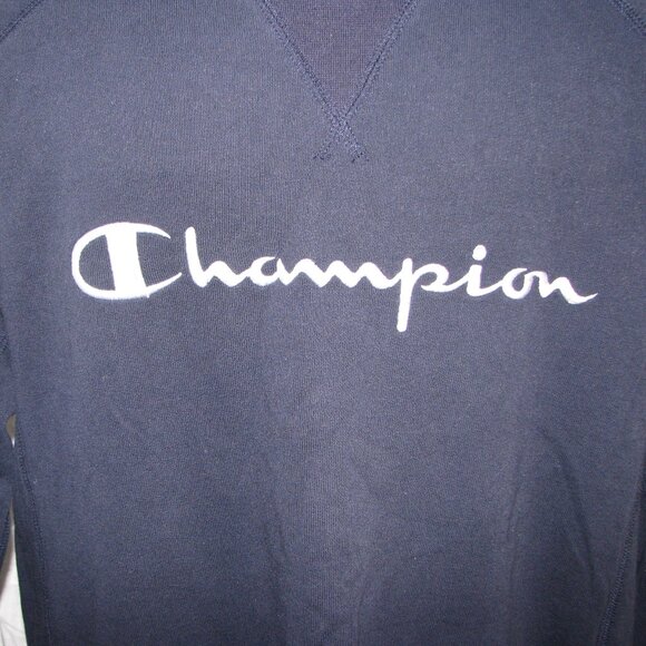 Champion Long Sleeve Embroidered Sweatshirt Navy Blue Crew Neck Small - Picture 3 of 7
